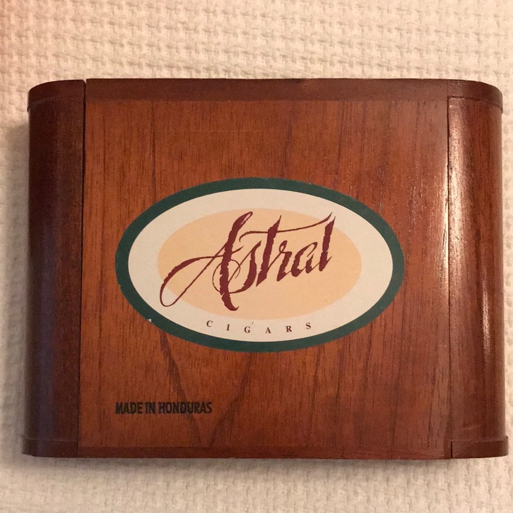 Vintage Astral Hinged Wood Cigar Box